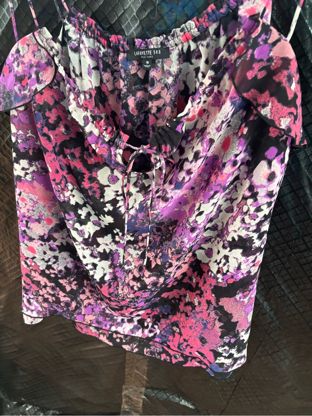 Lafayette 148 New York Pink & Purple Floral Spaghetti Strap Cami - Picture 7 of 10
